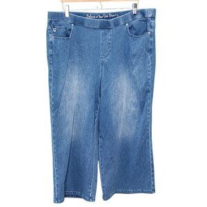 Belle by Kim Gravel Pull On Crop Jeans Womens 20W Blue Plus Stretch Casual 0108X